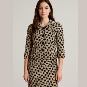 MaxMara Black and Cream Floral Jacket and skirt set